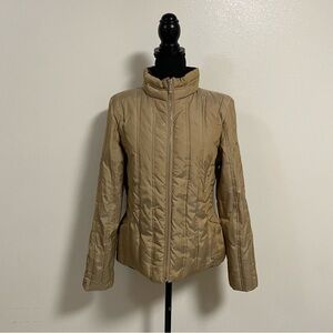 Michael Kors Jacket Womens Size Medium Gold Brown Reversible quilted down jacket